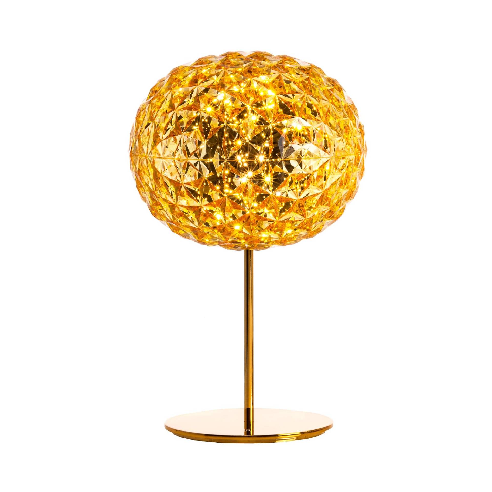 Kartell - Planet LED Tischleuchte mit Fuß Ø33cm - goldgelb/H 53cm/ Ø 33cm/Standfuß goldfarben von Kartell