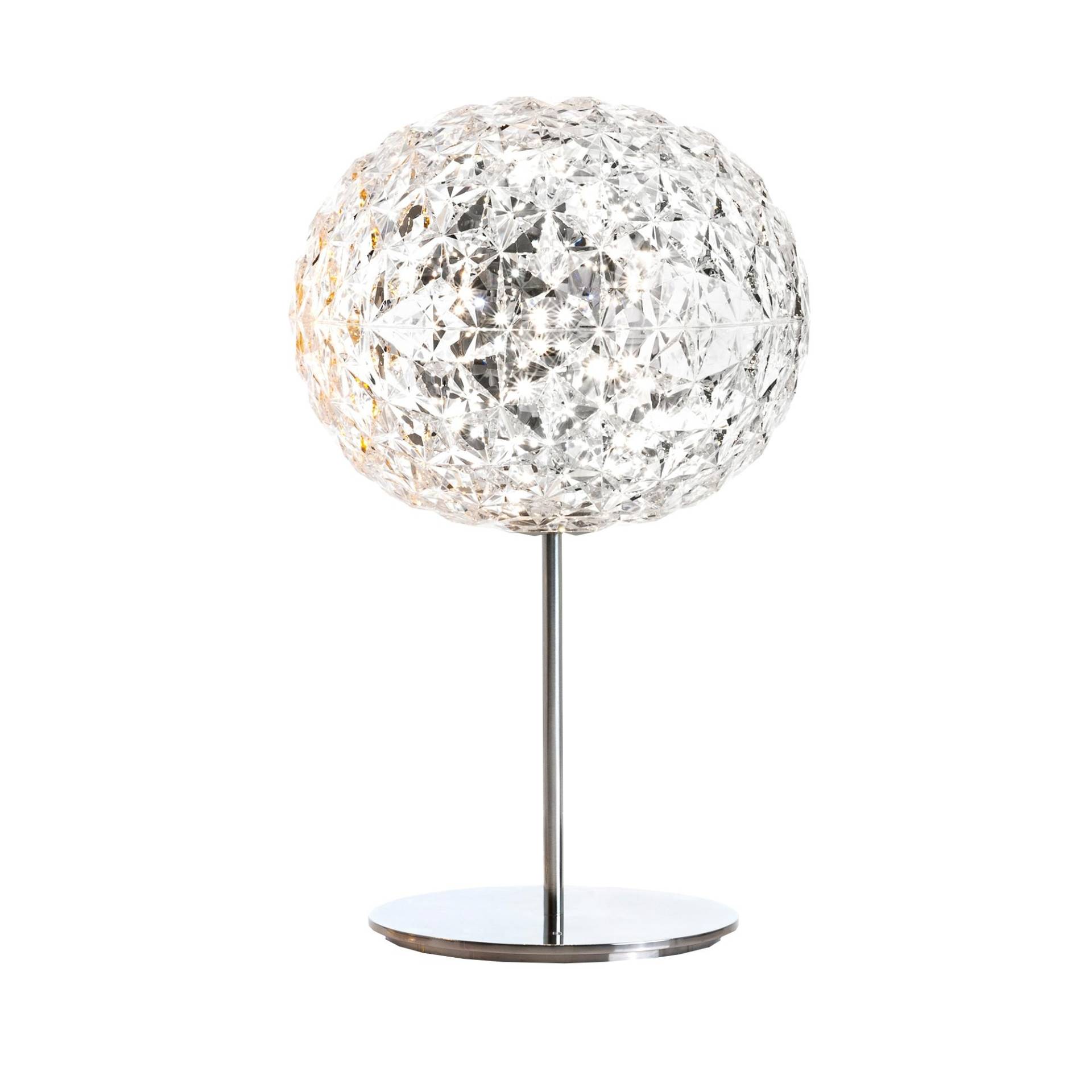 Kartell - Planet LED Tischleuchte mit Fuß Ø33cm - kristall/H 53cm/ Ø 33cm/Standfuß silberfarben von Kartell