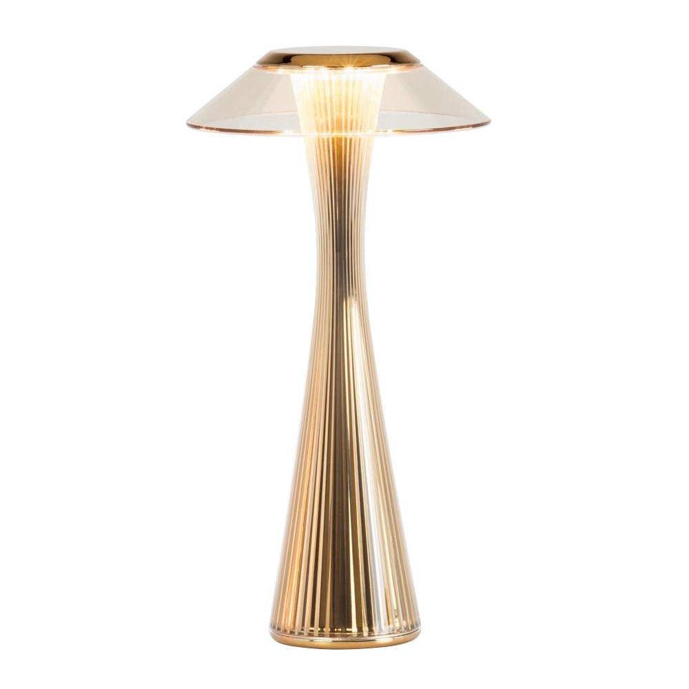 Kartell - Space LED Tischleuchte mit Akku - gold/metallisiert/H 30cm/Ø 15cm/LED 3,7V 1,6W 2700K/Akkulaufzeit bis zu 8 Stunden von Kartell