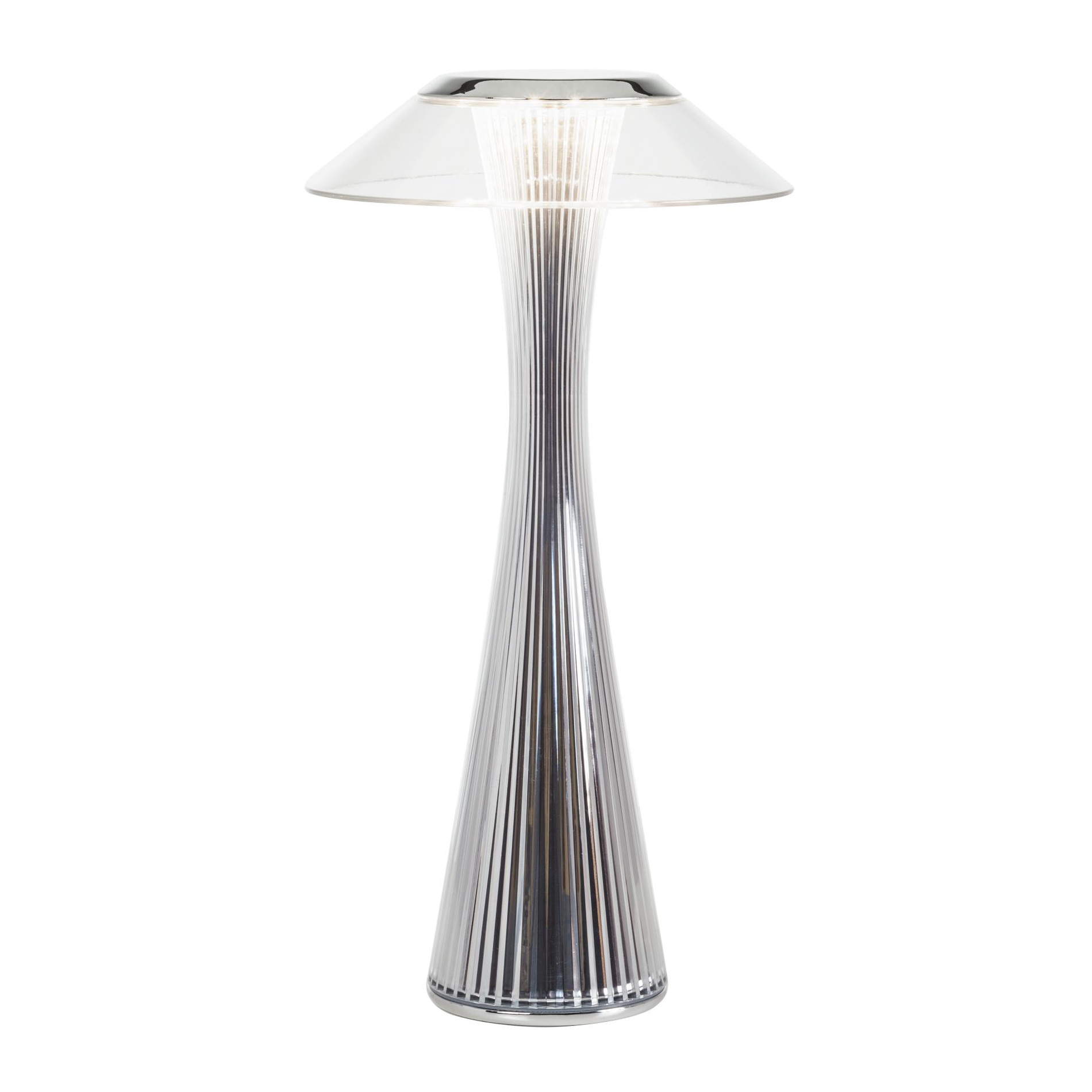 Kartell - Space LED Tischleuchte mit Akku - verchromt/metallisiert/H 30cm/Ø 15cm/LED 3,7V 1,6W 2700K/Akkulaufzeit bis zu 8 Stunden von Kartell