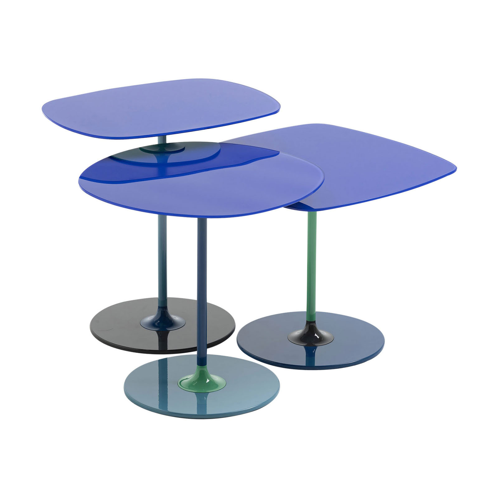 Kartell - Thierry Trio Beistelltisch 3er Set - blau/lackiert/Gestell Stahl lackiert von Kartell