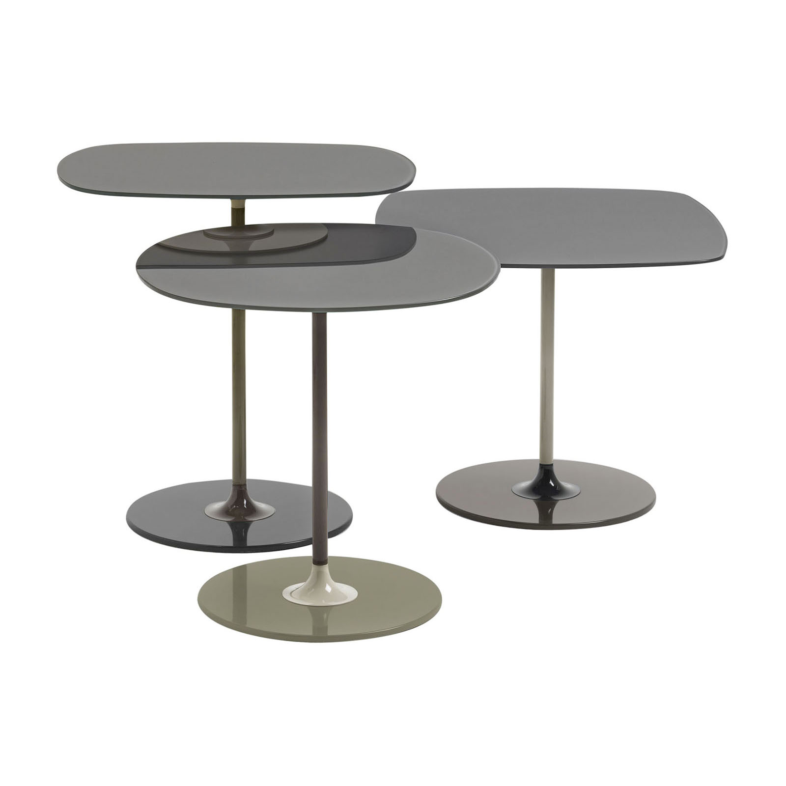 Kartell - Thierry Trio Beistelltisch 3er Set - grau/lackiert/Gestell Stahl lackiert von Kartell