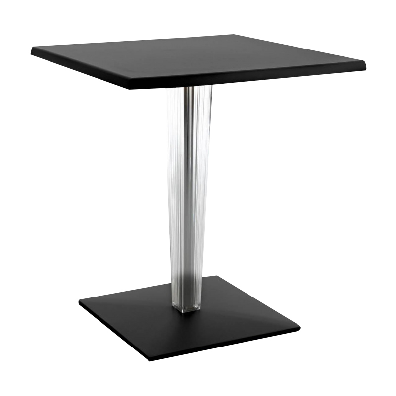 Kartell - Top Top Dr. Yes Tisch 60x60cm Gestell quadratisch - schwarz/Tischplatte Werzalit 60x60cm/H 72cm/Gestell PMMA transparent/Fuß quadratisch Alu von Kartell