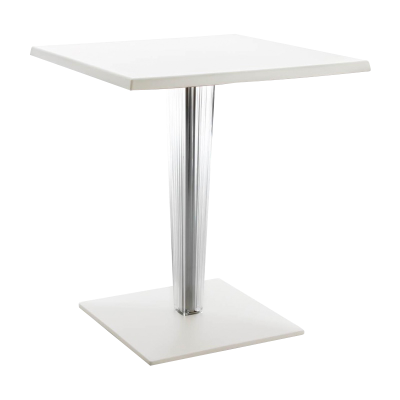 Kartell - Top Top Dr. Yes Tisch 60x60cm Gestell quadratisch - weiß/Tischplatte Werzalit 60x60cm/H 72cm/Gestell PMMA transparent/Fuß quadratisch Alumin von Kartell