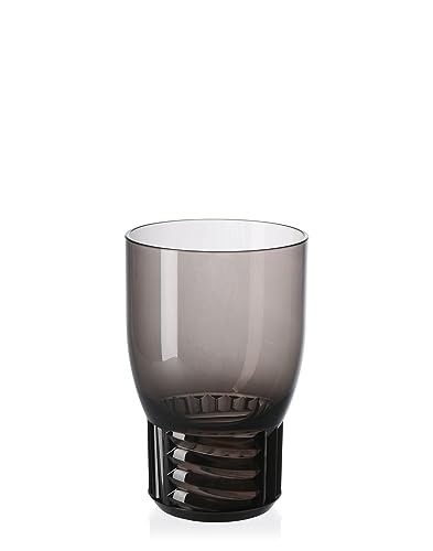 Kartell Trama Trinkglas, Thermoplastisches Technopolymer, Grau, 13 x 8,5 cm, 4-Einheiten von Kartell