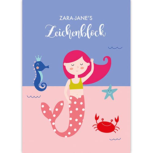 1 personalisierter Lustiger Kinder Malblock A3 mit kleiner Meerjungfrau mit Namen • Zeichenblock Skizzen-Block 25 Blatt blanko, kopfverleimt, Papier 100g/m²- für Schule, Basteln, Hobby 1 personalisierter Lustiger Kinder Malblock A3 mit kleiner Meerjungfrau mit Namen • Zeichenblock Skizzen-Block 25 Blatt blanko, kopfverleimt, Papier 100g/m²- für Schule, Basteln, Hobby von Kartenkaufrausch