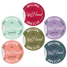 1 x 24 schöne Weihnachts Geschenk Aufkleber "Original von Elfen Hand gemacht" in 6 Farben, MATTE universal Papieraufkleber, Paket runde Sticker selbstklebende Etiketten ø 45mm von Kartenkaufrausch