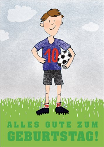 Kartenkaufrausch Alles Gute zum Geburtstag! Glückwunsch Grußkarte zum 10. Geburtstag mit coolem Fußballer • auch zum edle Gratulationskarte zum Geburtstag mit Umschlag von Kartenkaufrausch