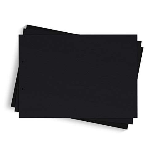 10 x Extra Blätter Fotokarton 300g/qm gelocht DIN A4 quer 297 x 210 mm - Schwarz von Kartenmachen.de