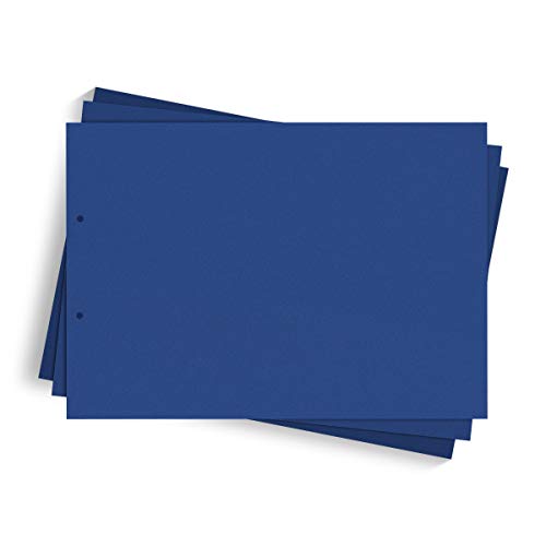 25 x Extra Blätter Fotokarton 300g/qm gelocht DIN A4 quer 297 x 210 mm - Blau von Kartenmachen.de