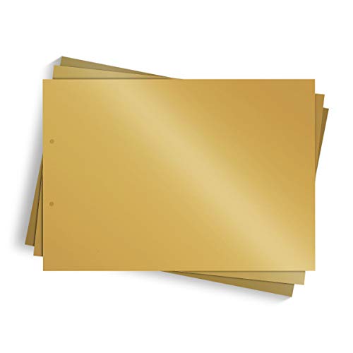 25 x Extra Blätter Fotokarton 300g/qm gelocht DIN A4 quer 297 x 210 mm - Gold von Kartenmachen.de