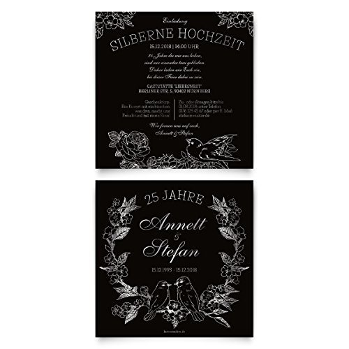 Kartenmachen.de 40 x Hochzeitseinladungen Silberhochzeit silberne Hochzeit Einladung individuell - Kratzbild Motiv von Kartenmachen.de