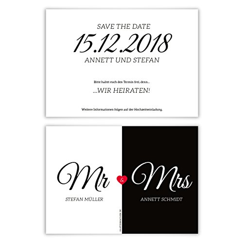 60 x Hochzeit Save the Date Karten Hochzeitskarten individuell - Mr. & Mrs. 60 x Hochzeit Save the Date Karten Hochzeitskarten individuell - Mr. & Mrs. von Kartenmachen.de