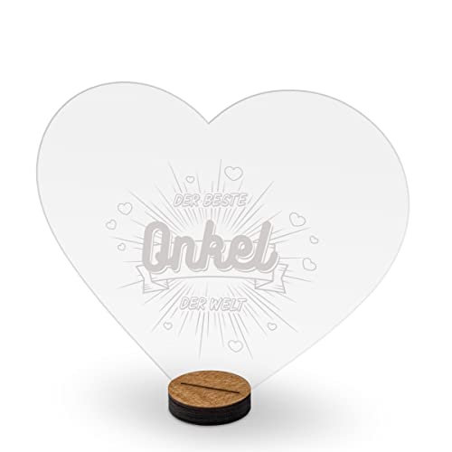Acrylglasschild Aufsteller Trophäe 3mm Acrylglas Inkl. Standfuß als persönliches Geschenk - der Beste Onkel der Welt von Kartenmachen.de
