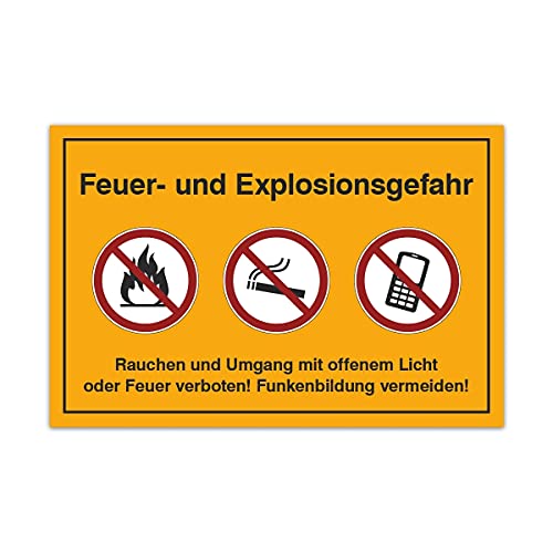 Aluverbund Hinweis Schild 30x20cm Wetterfest Kratzfest UV beständig - Feuer- und Explosionsgefahr von Kartenmachen.de