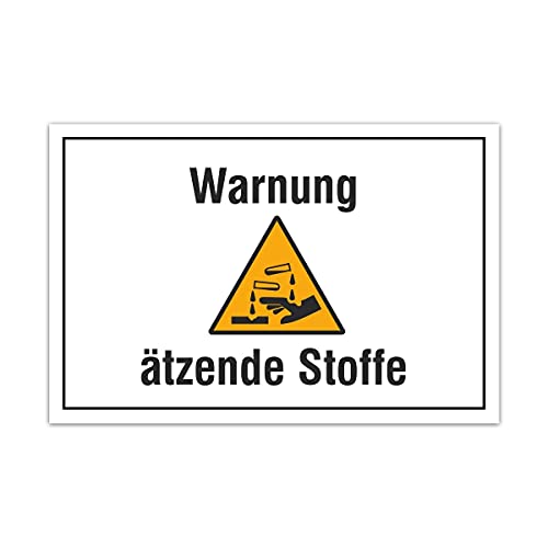 Aluverbund Hinweis Schild 30x20cm Wetterfest Rostfrei Kratzfest UV beständig - Warnung ätzende Stoffe von Kartenmachen.de