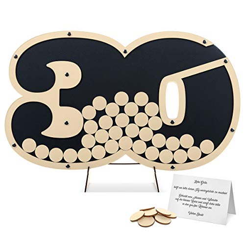 Geburtstag Gästebuch Alternative 53,5x32cm inkl. Standfuß und Holzkreise zum Einwerfen - 30 Jahre Anthrazit Geburtstag Gästebuch Alternative 53,5x32cm inkl. Standfuß und Holzkreise zum Einwerfen - 30 Jahre Anthrazit von Kartenmachen.de