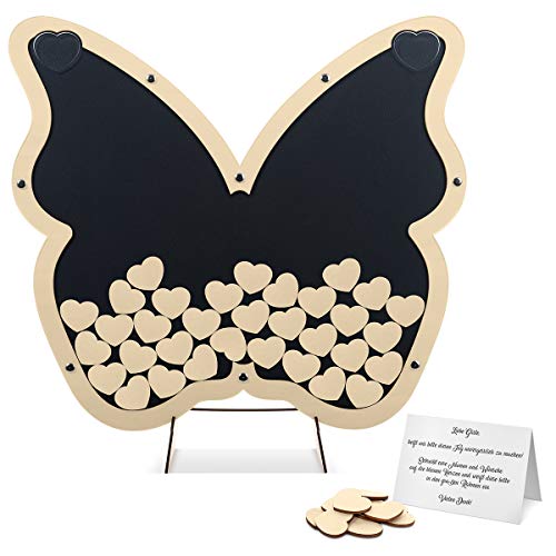 Hochzeit Gästebuch Alternative - Schmetterling Anthrazit inkl. Holzherzchen Hochzeit Gästebuch Alternative - Schmetterling Anthrazit inkl. Holzherzchen von Kartenmachen.de