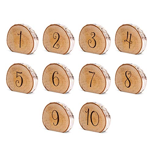 Hochzeit Tischnummern Birkenscheiben (Durchmesser 11 cm) Party Dekoration Rustikal Holz Set wählbar (1-20) von Kartenmachen.de