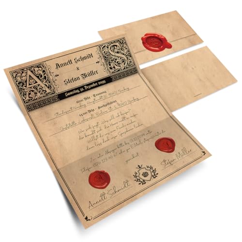 Kartenmachen.de Personalisierte Hochzeitseinladungen ab 10 Stück als Siegelbrief selbst gestalten inkl. Aufkleber im Hingucker Wickelfalz Sonderformat von Kartenmachen.de