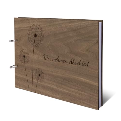 Kondolenzbuch Nussbaum Holz Cover inkl. 72 Blatt | 144 Naturpapier Seiten DIN A4 quer 302 x 215 mm - Pusteblume Kondolenzbuch Nussbaum Holz Cover inkl. 72 Blatt | 144 Naturpapier Seiten DIN A4 quer 302 x 215 mm - Pusteblume von Kartenmachen.de