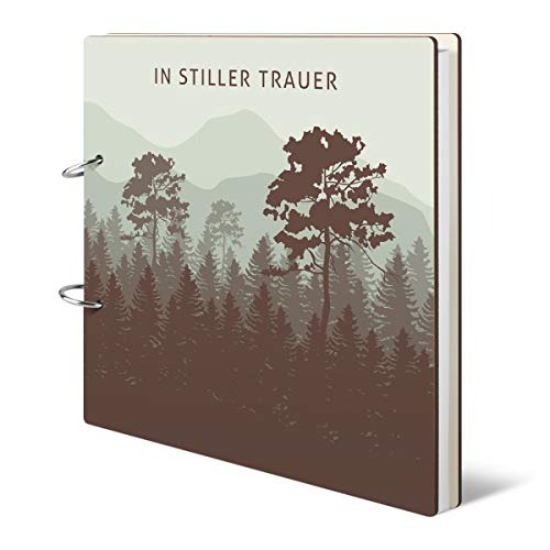 Kondolenzbuch Vorproduziertes Cover 215x215mm inkl. 144 Naturpapier Innenseiten - stiller Wald Grün und Braun von Kartenmachen.de