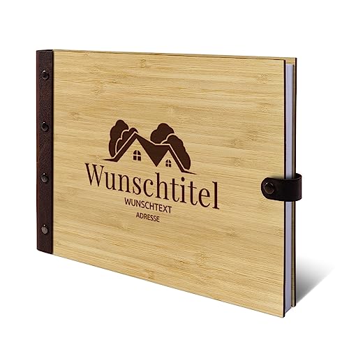 Personalisiertes Ferienwohnung Gästebuch echtes Holz DIN A4 Besuchergästebuch mit Lasergravur - Modern - mit 72 Blatt / 144 Seiten Naturpapier Weiß Personalisiertes Ferienwohnung Gästebuch echtes Holz DIN A4 Besuchergästebuch mit Lasergravur - Modern - mit 72 Blatt / 144 Seiten Naturpapier Weiß von Kartenmachen.de