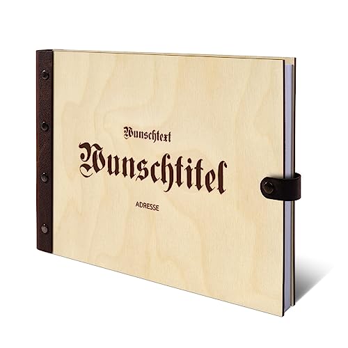Personalisiertes Ferienwohnung Gästebuch echtes Holz DIN A4 mit Lasergravur - Altdeutsch - mit 72 Blatt / 144 Seiten Naturpapier Weiß Personalisiertes Ferienwohnung Gästebuch echtes Holz DIN A4 mit Lasergravur - Altdeutsch - mit 72 Blatt / 144 Seiten Naturpapier Weiß von Kartenmachen.de