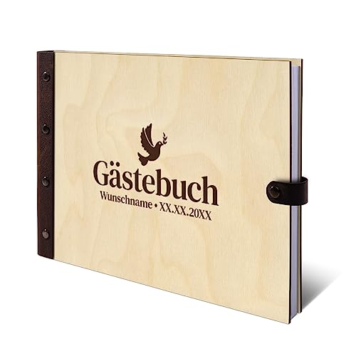 Personalisiertes Gästebuch Taufe Konfirmation Kommunion echtes Holz DIN A4 Kondolenzbuch mit Lasergravur - Friedenstaube - mit 72 Blatt / 144 Seiten Naturpapier Weiß Personalisiertes Gästebuch Taufe Konfirmation Kommunion echtes Holz DIN A4 Kondolenzbuch mit Lasergravur - Friedenstaube - mit 72 Blatt / 144 Seiten Naturpapier Weiß von Kartenmachen.de