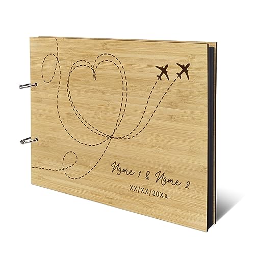 Personalisiertes Hochzeit Fotoalbum echtes Holz DIN A4 Erinnerungsbuch mit Lasergravur - Flugzeuge - mit 25 Blatt / 50 Seiten Fotokarton Schwarz Personalisiertes Hochzeit Fotoalbum echtes Holz DIN A4 Erinnerungsbuch mit Lasergravur - Flugzeuge - mit 25 Blatt / 50 Seiten Fotokarton Schwarz von Kartenmachen.de