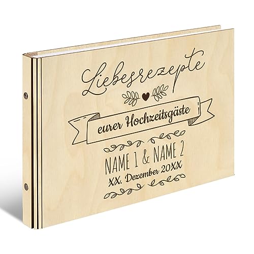 Personalisiertes Kochbuch echtes Holz DIN A4 Rezeptbuch zum selber Ausfüllen mit Lasergravur - mit 72 Blatt / 144 Seiten Naturpapier Weiß Personalisiertes Kochbuch echtes Holz DIN A4 Rezeptbuch zum selber Ausfüllen mit Lasergravur - mit 72 Blatt / 144 Seiten Naturpapier Weiß von Kartenmachen.de