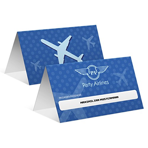 Tischkarten Hochzeit (40 Stück) - Flugticket Motiv - Platzkarten in Blau von Kartenmachen.de