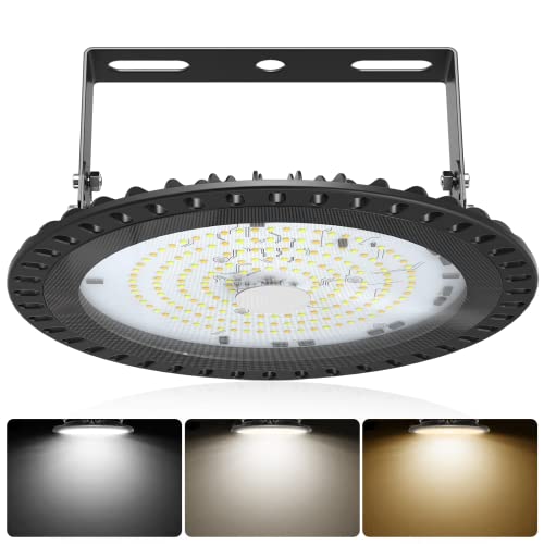 Kartols LED Hallen Strahler 3 Farbtemperatur 100W UFO Industrielampe Superhell Werkstattlampe 11000LM IP65 für Hallenbeleuchtung im Innen- und Außenbereich LED High Bay Lampe für Garagenlampe von Kartols