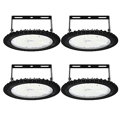 LED Hallen Strahler 3 Farbtemperatur 100W UFO Industrielampe Superhell Werkstattlampe 11000LM IP65 für Hallenbeleuchtung im Innen- und Außenbereich LED High Bay Lampe für Garagenlampe 4 Stücke von Kartols