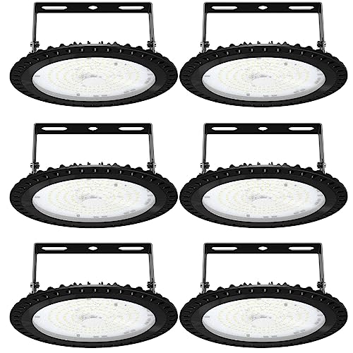 LED Hallen Strahler 3 Farbtemperatur 100W UFO Industrielampe Superhell Werkstattlampe 11000LM IP65 für Hallenbeleuchtung im Innen- und Außenbereich LED High Bay Lampe für Garagenlampe 6 Stücke von Kartols