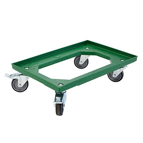 Karton EU Transportroller für Boxen 60 x 40 cm mit 2 Bremsen und 4 Lenkrollen Rollwagen Euroboxen Eurobehälter, Grün, 50 kg Tragfähigkeit, Karton Material, Plattformwagen, Hand Truck Karton EU Transportroller für Boxen 60 x 40 cm mit 2 Bremsen und 4 Lenkrollen Rollwagen Euroboxen Eurobehälter, Grün, 50 kg Tragfähigkeit, Karton Material, Plattformwagen, Hand Truck von Karton
