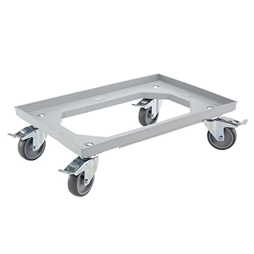 EU Transportroller für Boxen 60 x 40 cm mit 4 Bremsen Grau und 4 Lenkrollen Rollwagen Euroboxen Eurobehälter EU Transportroller für Boxen 60 x 40 cm mit 4 Bremsen Grau und 4 Lenkrollen Rollwagen Euroboxen Eurobehälter von Karton