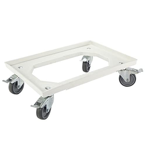 Karton EU Transportroller 60 x 40 cm mit 4 Bremsen und 4 Lenkrollen, Weiß, 30 kg Tragfähigkeit, Kunststoff, Rollwagen, Handtruck Karton EU Transportroller 60 x 40 cm mit 4 Bremsen und 4 Lenkrollen, Weiß, 30 kg Tragfähigkeit, Kunststoff, Rollwagen, Handtruck von Karton