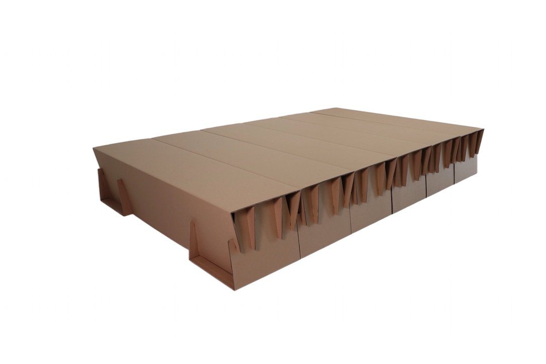 Kartonmöbel Shop Bettgestell Bettgestell, Einzelbett, Nachhaltiges Pappbett (Bett), Das Bett kann durch ein Zusatzmodull auf 2,3m verlängert werden. von Kartonmöbel Shop
