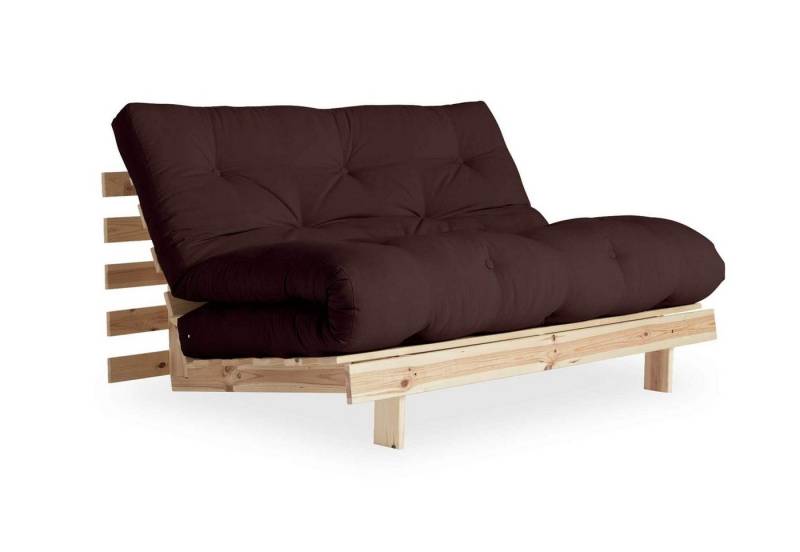 Karup Design 2-Sitzer Schlafsofa ROOTS 140 cm Sofa Gestell Kiefer Massivholz Bezug Braun von Karup Design