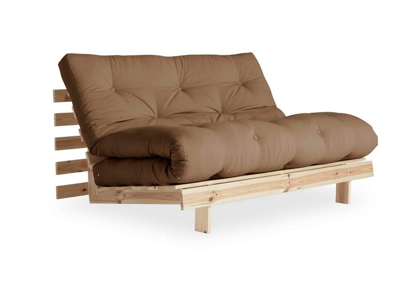 Karup Design 2-Sitzer Schlafsofa ROOTS 140 cm Sofa Gestell Kiefer Massivholz Bezug Mocca von Karup Design