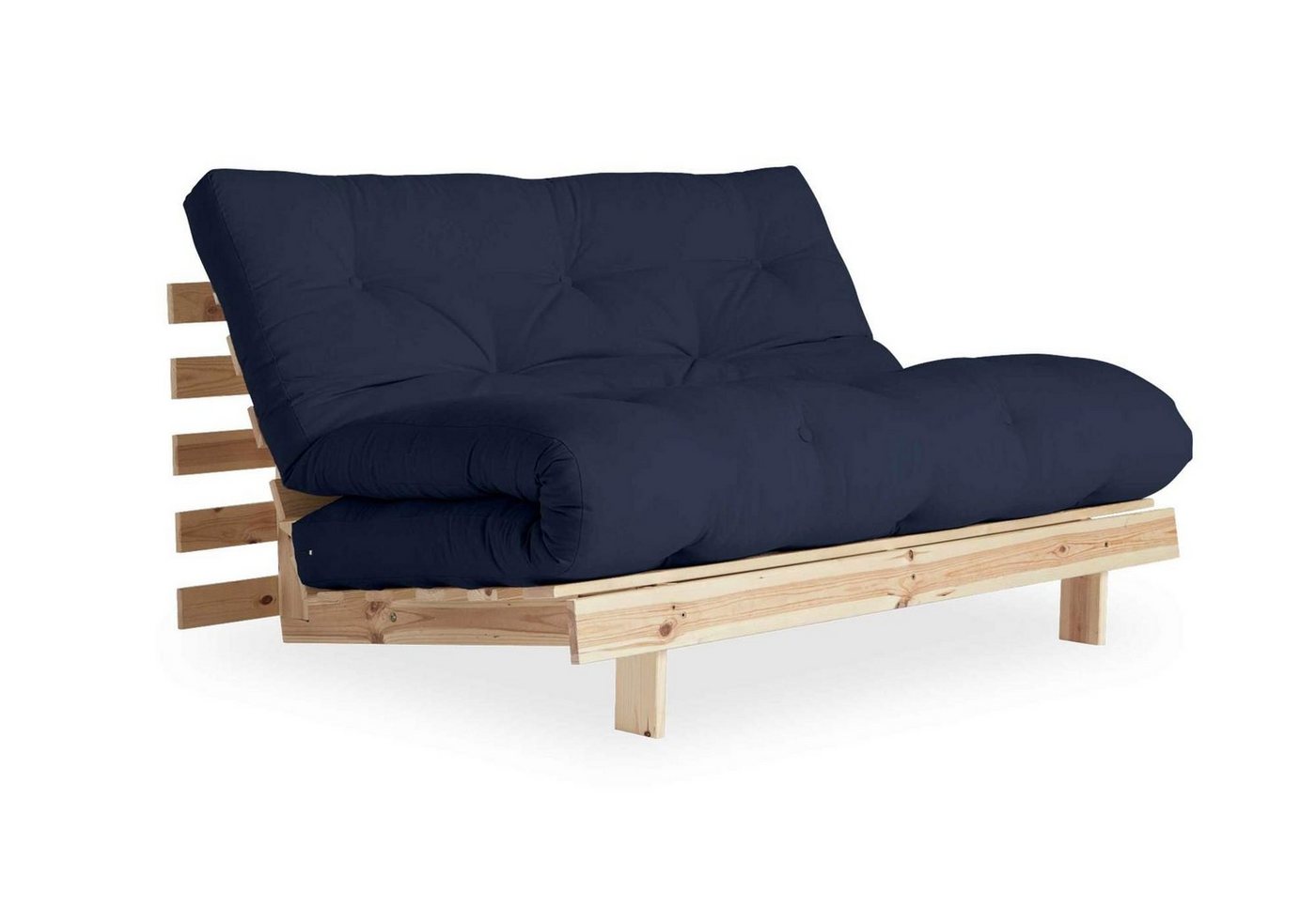 Karup Design 2-Sitzer Schlafsofa ROOTS 140 cm Sofa Gestell Kiefer Massivholz Bezug Navy Blau von Karup Design