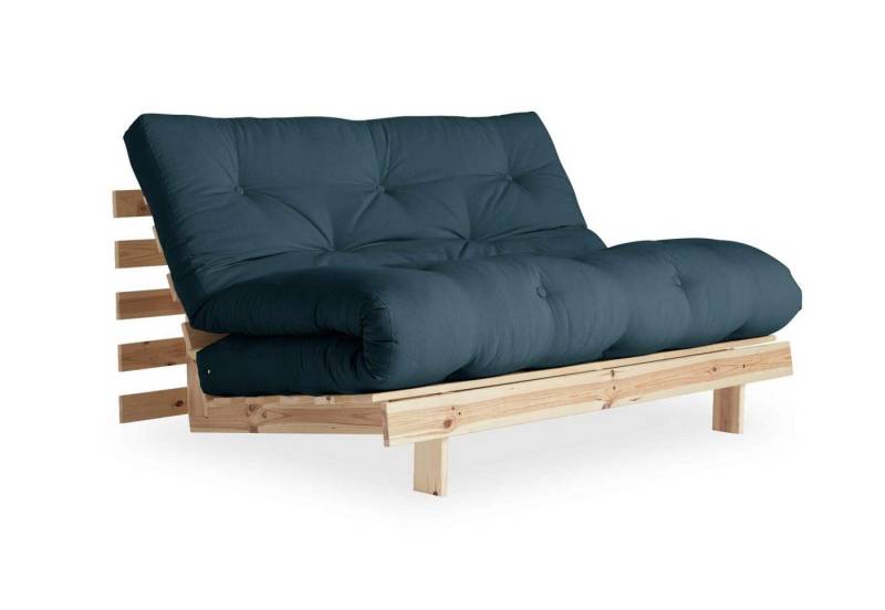 Karup Design 2-Sitzer Schlafsofa ROOTS 140 cm Sofa Gestell Kiefer Massivholz Bezug Petrol von Karup Design