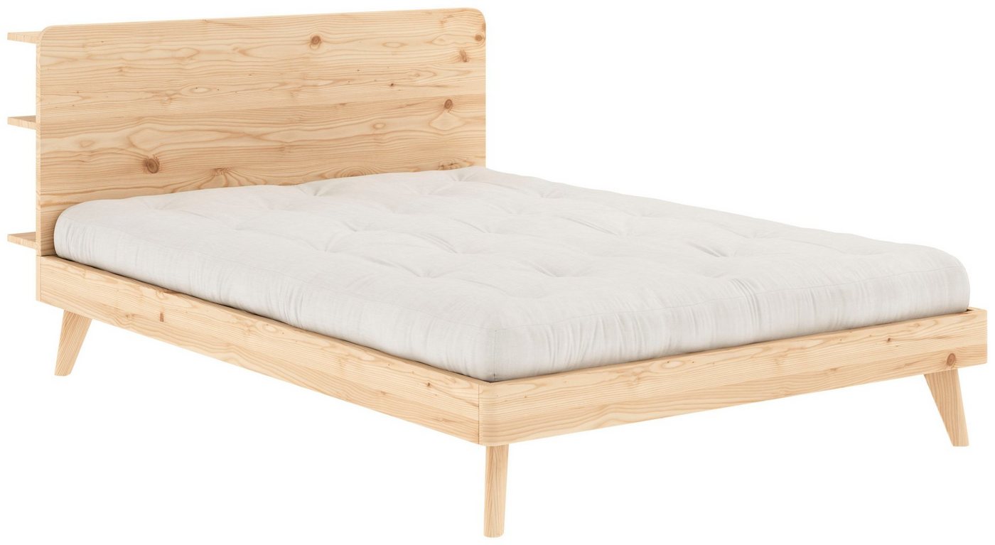 Karup Design Bettgestell RETREAT BED, aus Kiefer massiv mit Lattenrost, Kopfteil mit 3 Ablagen von Karup Design