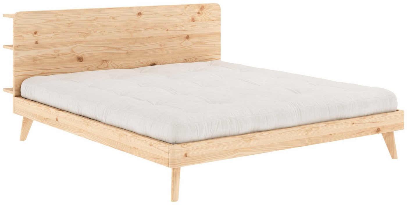 Karup Design Bettgestell RETREAT BED, aus Kiefer massiv mit Lattenrost, Kopfteil mit 3 Ablagen von Karup Design