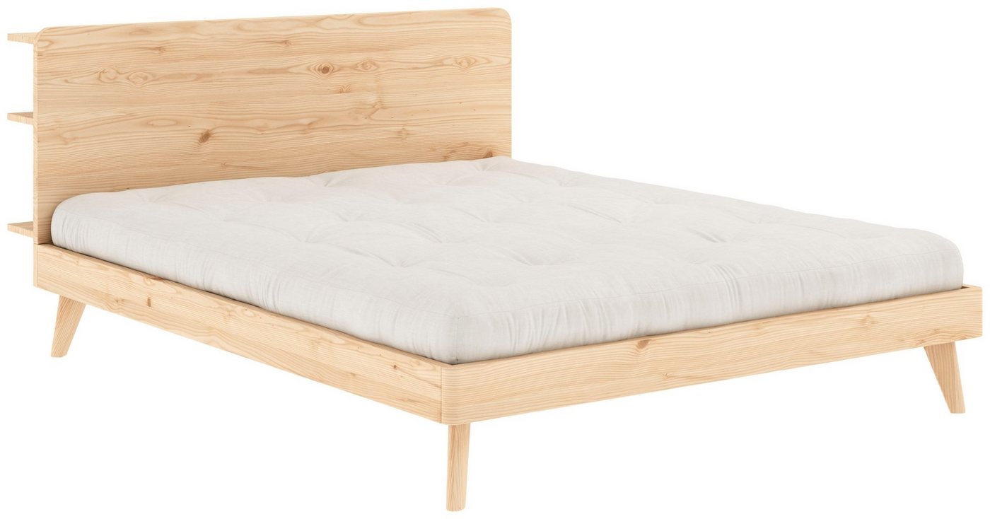 Karup Design Bettgestell RETREAT BED, aus Kiefer massiv mit Lattenrost, Kopfteil mit 3 Ablagen von Karup Design