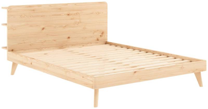 Karup Design Bettgestell RETREAT BED, aus Kiefer massiv mit Lattenrost, Kopfteil mit 3 Ablagen von Karup Design