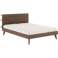 Karup Design Bettgestell "RETREAT BED", aus Kiefer massiv mit Lattenrost, Kopfteil mit 3 Ablagen von Karup Design