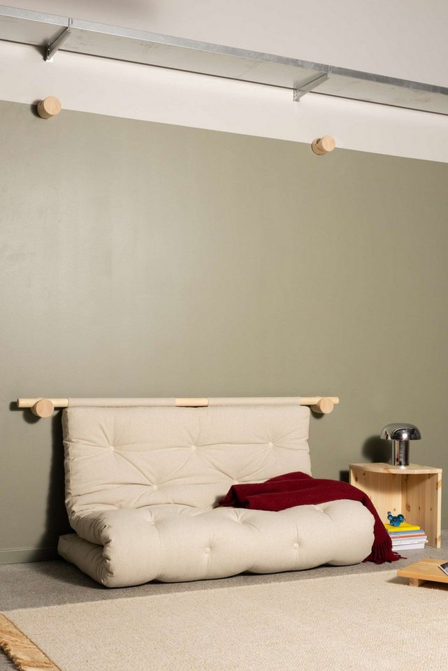 Karup Design Schlafsofa Hooked Sofa Bed / Sleeper Chair – Sitz- oder Schlafplatz, platzsparend, Futonmatratze inkl. Halterungsset aus FSC®-zertifiziertem Massivholz von Karup Design
