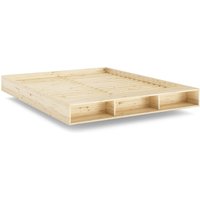 Karup Design Stauraumbett "Merge Bed Bettgestell m. integrierter Bank m. Stauraum, mehrere Größen", inkl. Lattenrost, excl. Matratze, FSC-zertifiziertes Massivholz von Karup Design
